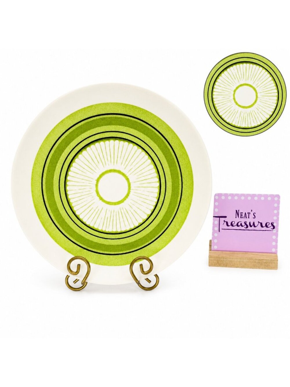 70's Taylor Smith Taylor TS&T Ironstone GREEN SPAN Floral Bands Serving Platter